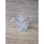 Vintage Cut Glass Mini Creamer Pitcher Starburst Swirl Chipped Rim 2.3in