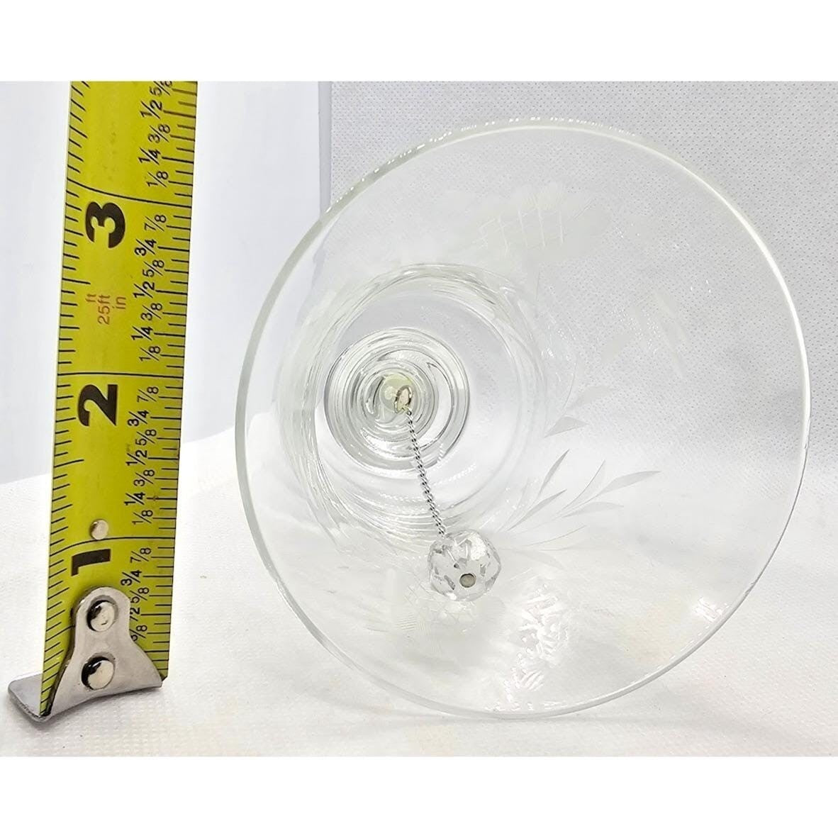 Vintage Etched Glass Bell Floral Pattern Clear Crystal Bell Decor