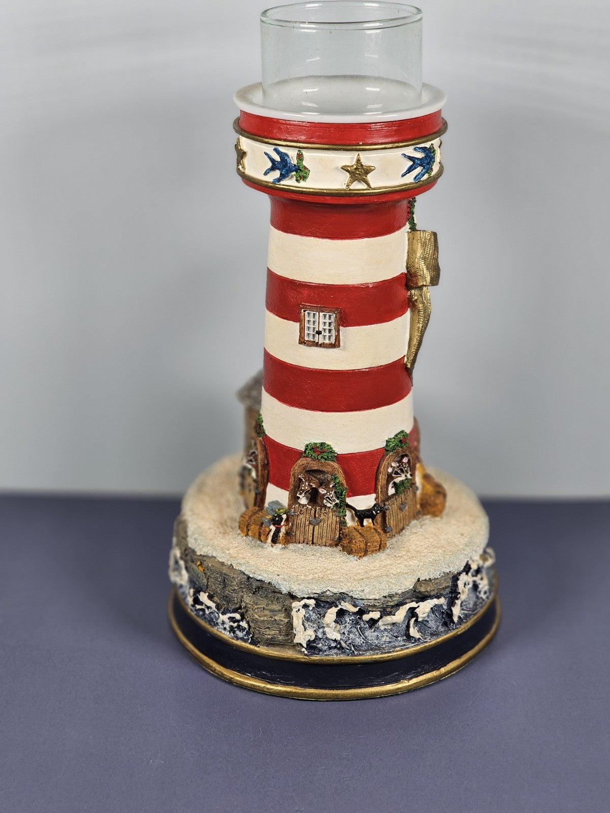 VTG Danbury Mint “Night Before Christmas” Lighthouse Candle Holder Nautical