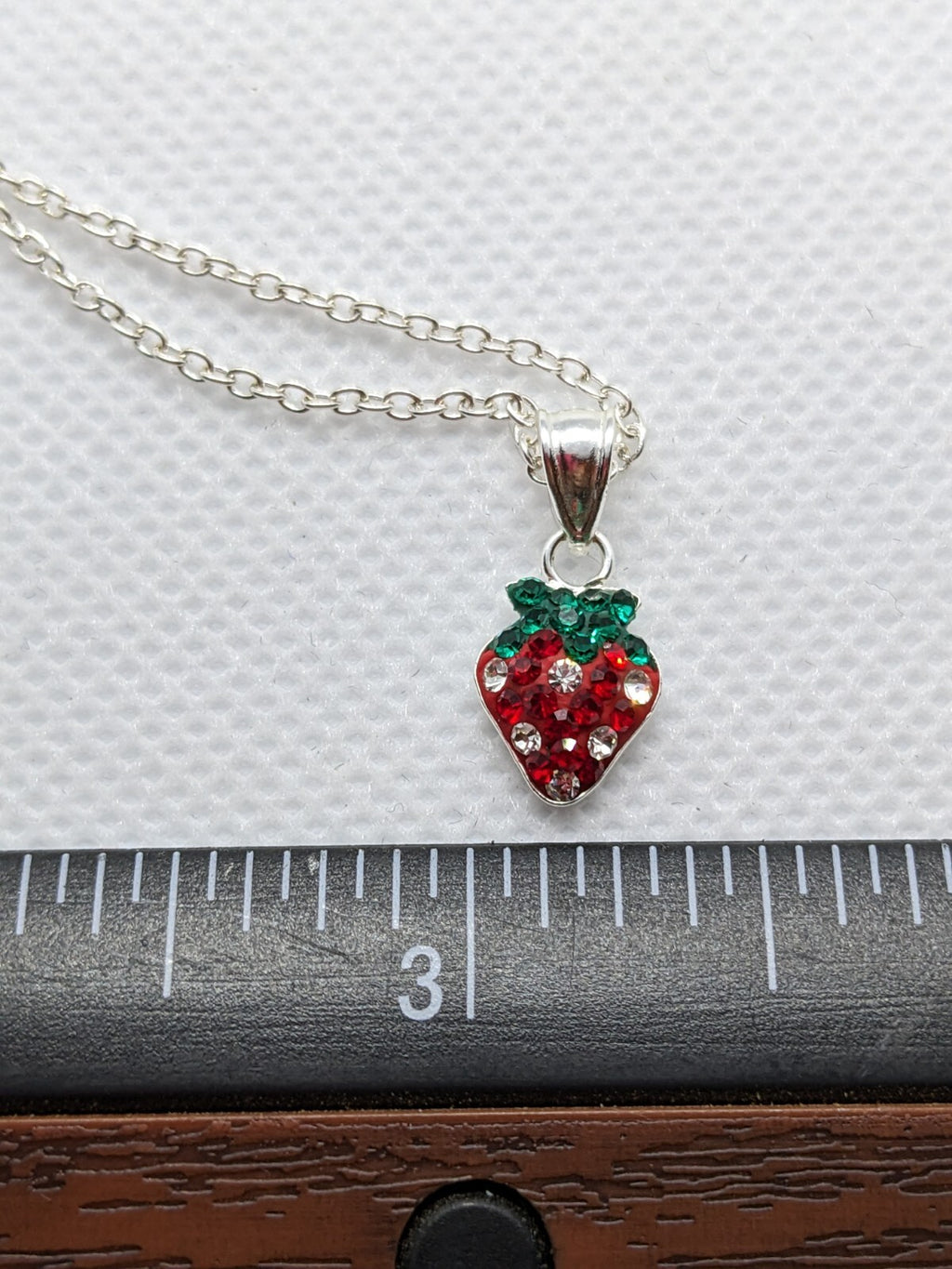 925 Sterling Silver Strawberry Pendant on a 16" silver chain