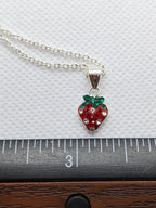 925 Sterling Silver Strawberry Pendant on a 16" silver chain