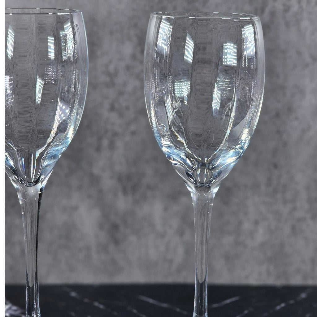 Vintage Crystal Fantasy Ribbed Water Goblets Set of 2 Glasses 7.5
