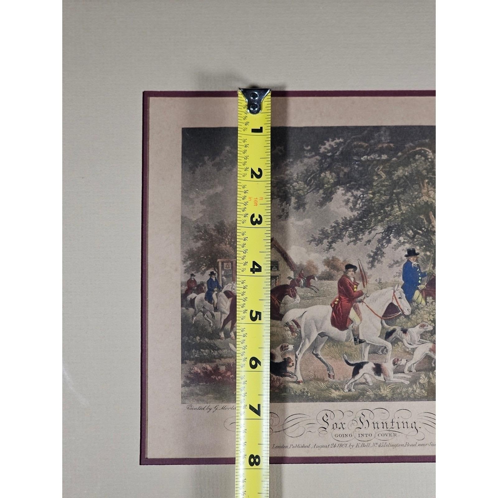 Antique Fox Hunting Print After George Morland Framed Equestrian Art