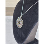 Vintage Om Lotus Pendant Necklace Boho Spiritual Medallion