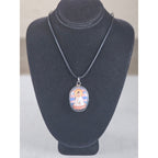 Vintage Buddhist Pendant Necklace Guanyin Lotus Oval Medallion