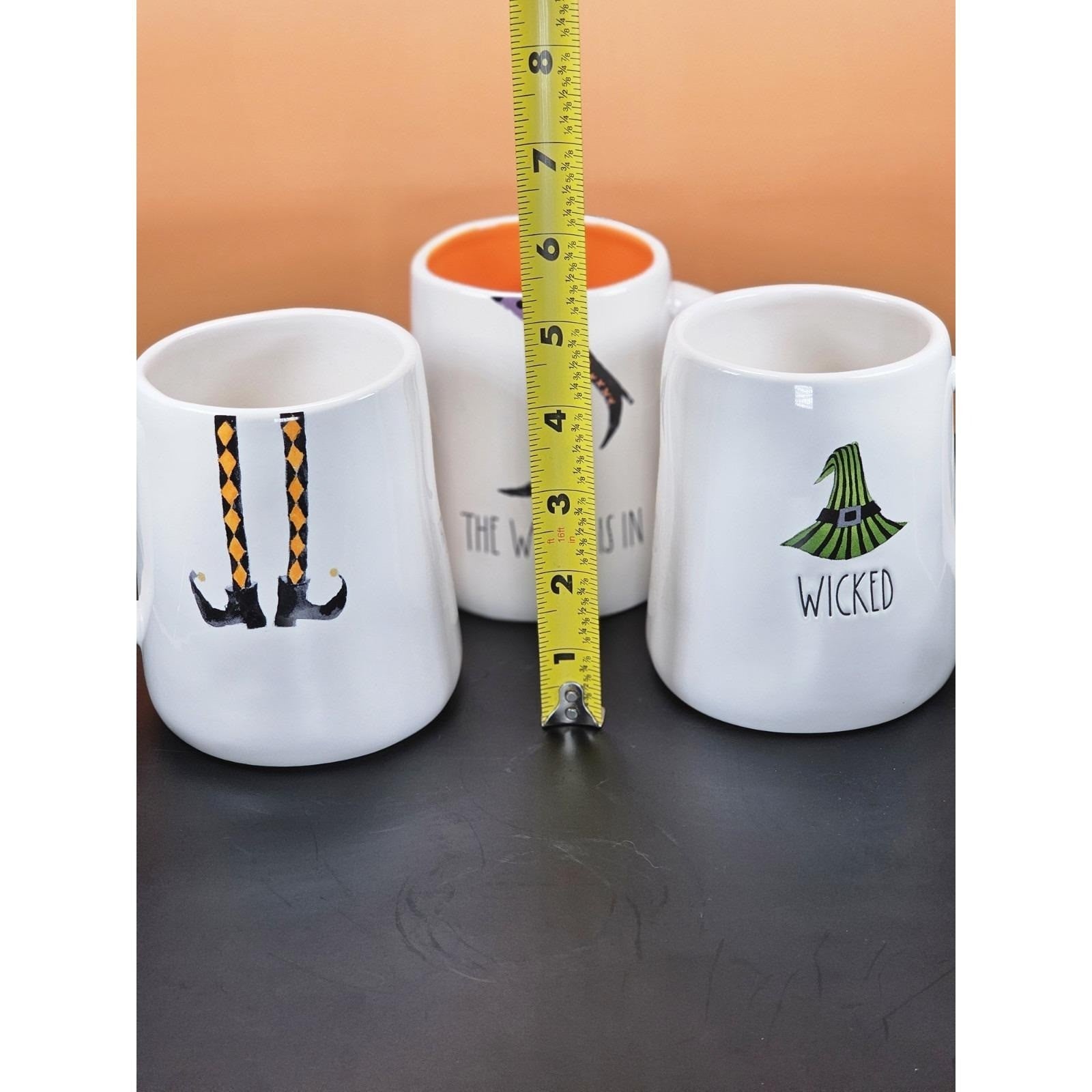 Rae Dunn Halloween Witch Mugs Ceramic Set of 3 Whimsical Double-Sided Vintage