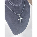 Vintage Sterling Silver Cross Necklace with CZ Stones Pendant