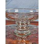 Vintage Clear Glass Cake Stand with Floral Embossed Design