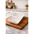 Rae Dunn SWEET SALTY Divided Serving Dish White Farmhouse Tray