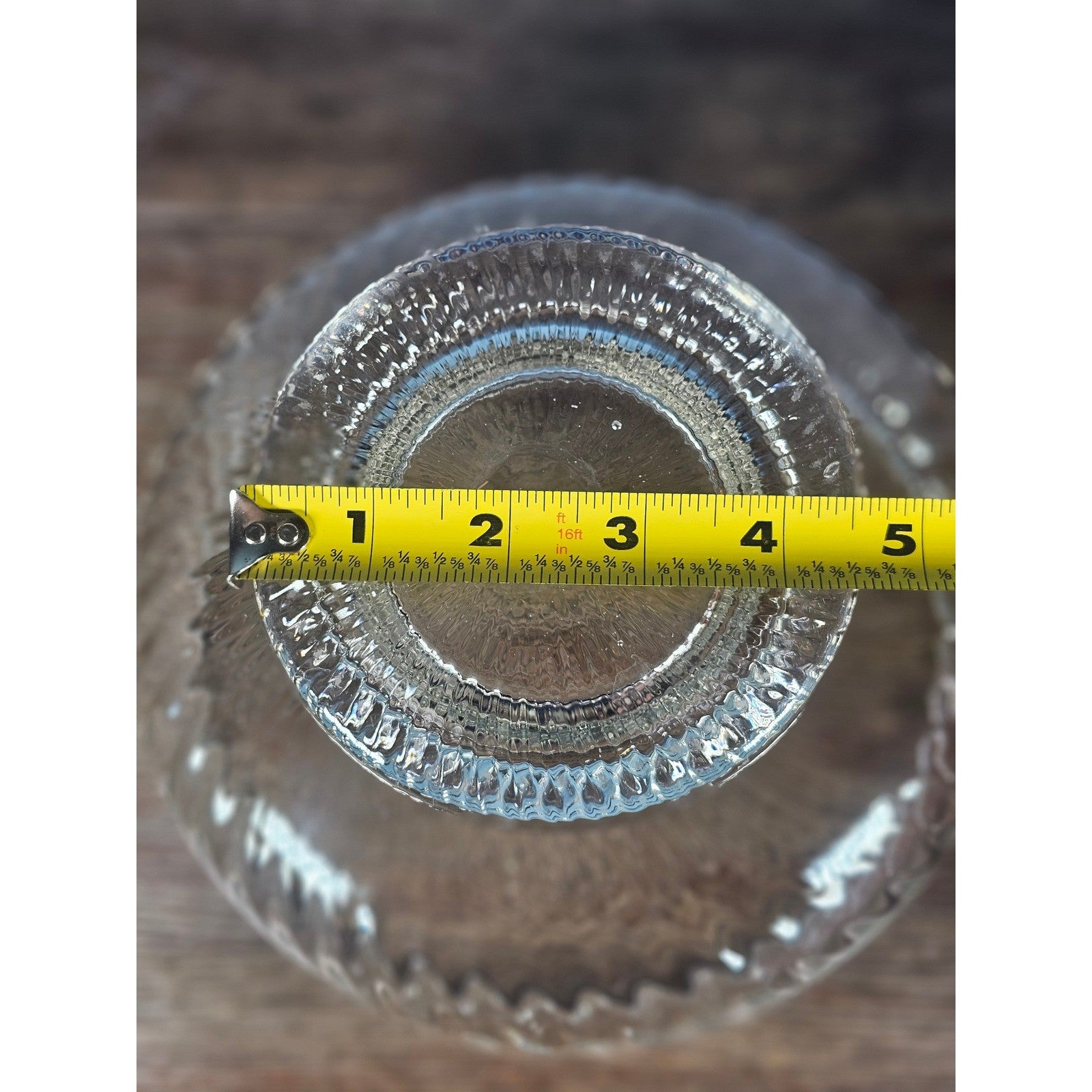 Vintage Ribbed Glass Pedestal Bowl | Heavy Clear Glass Compote | 8 Inch