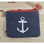 Mud Pie Sea Icon Anchor Cosmetic Case & Jute Carryall Bag Set of 2