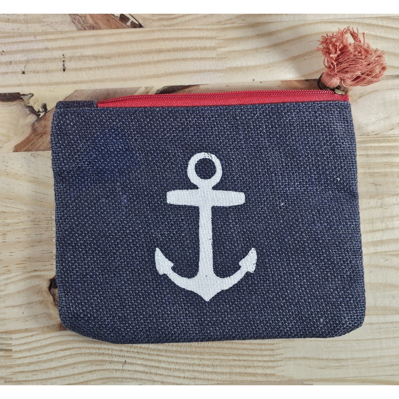 Mud Pie Sea Icon Anchor Cosmetic Case & Jute Carryall Bag Set of 2