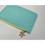 IPSY Turquoise Glam Bag Wave Texture Starfish Zipper Makeup Pouch