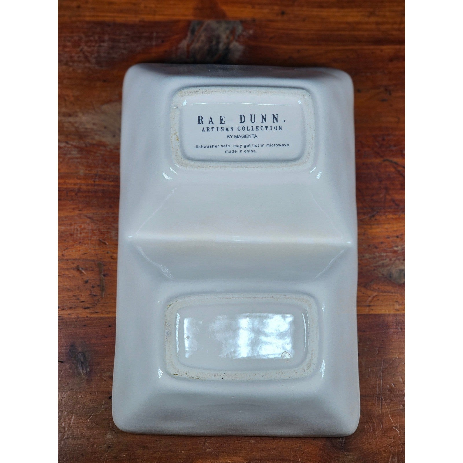 Rae Dunn SWEET SALTY Divided Serving Dish White Farmhouse Tray