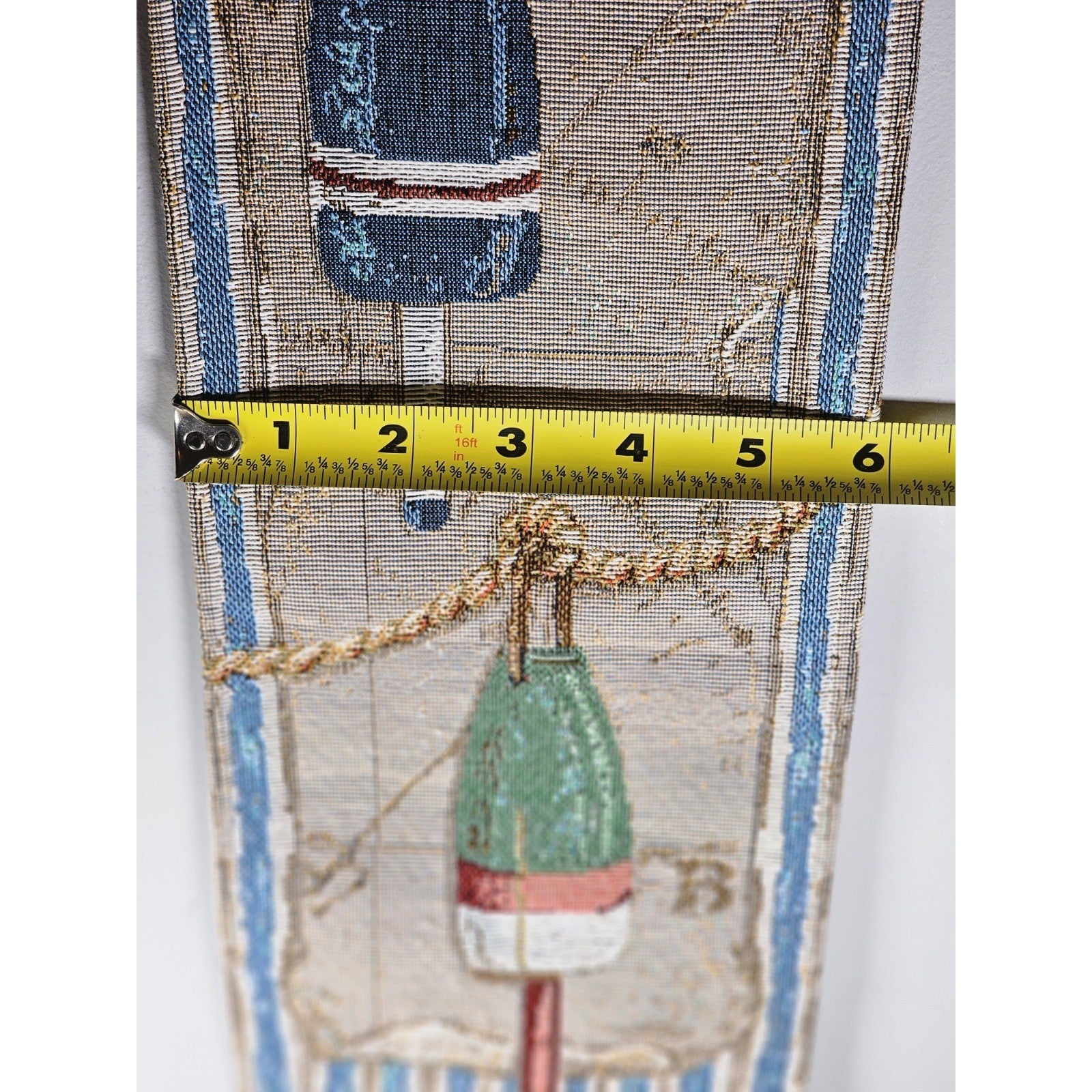 Vintage Nautical Tapestry Wall Hanging Buoys Map Coastal Decor 35"