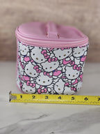 Hello Kitty Pink Cosmetic Case – Sanrio Travel Makeup Bag with Zipper & Charm