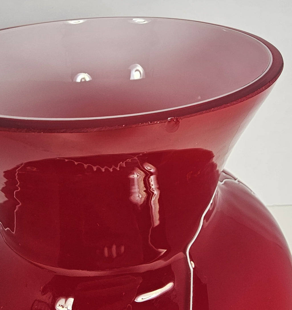 Red Flower Vase W/ White Squiggly Lines