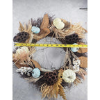 Rustic Fall Harvest Wreath Pumpkins Berries Leaves Twig 17 In