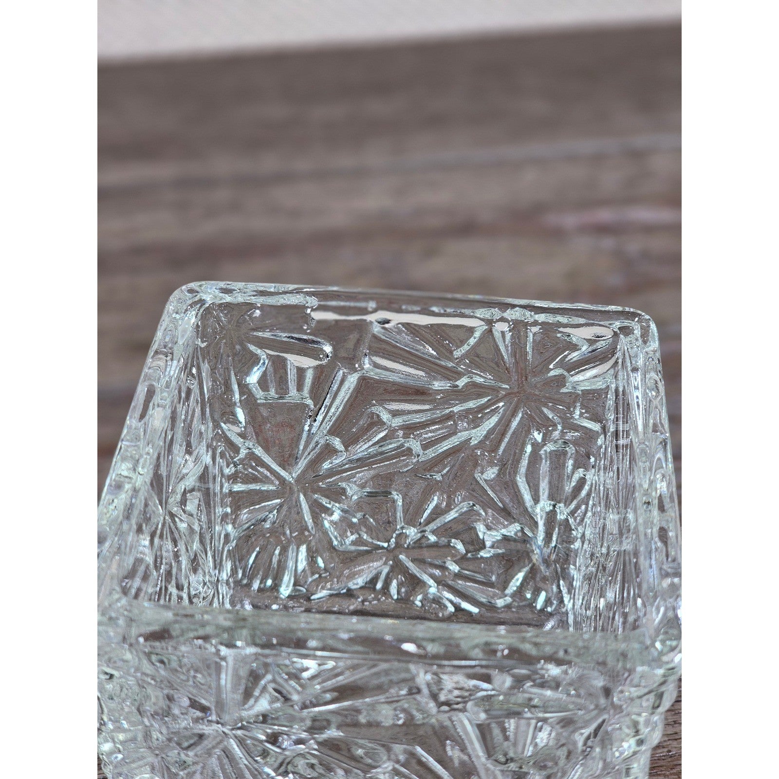 Vintage Avon Clear Pressed Glass Square Votive Candle Holder