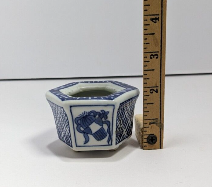 Small Cobalt Blue Japanese Porcelain Pot 2″ × 2.5″