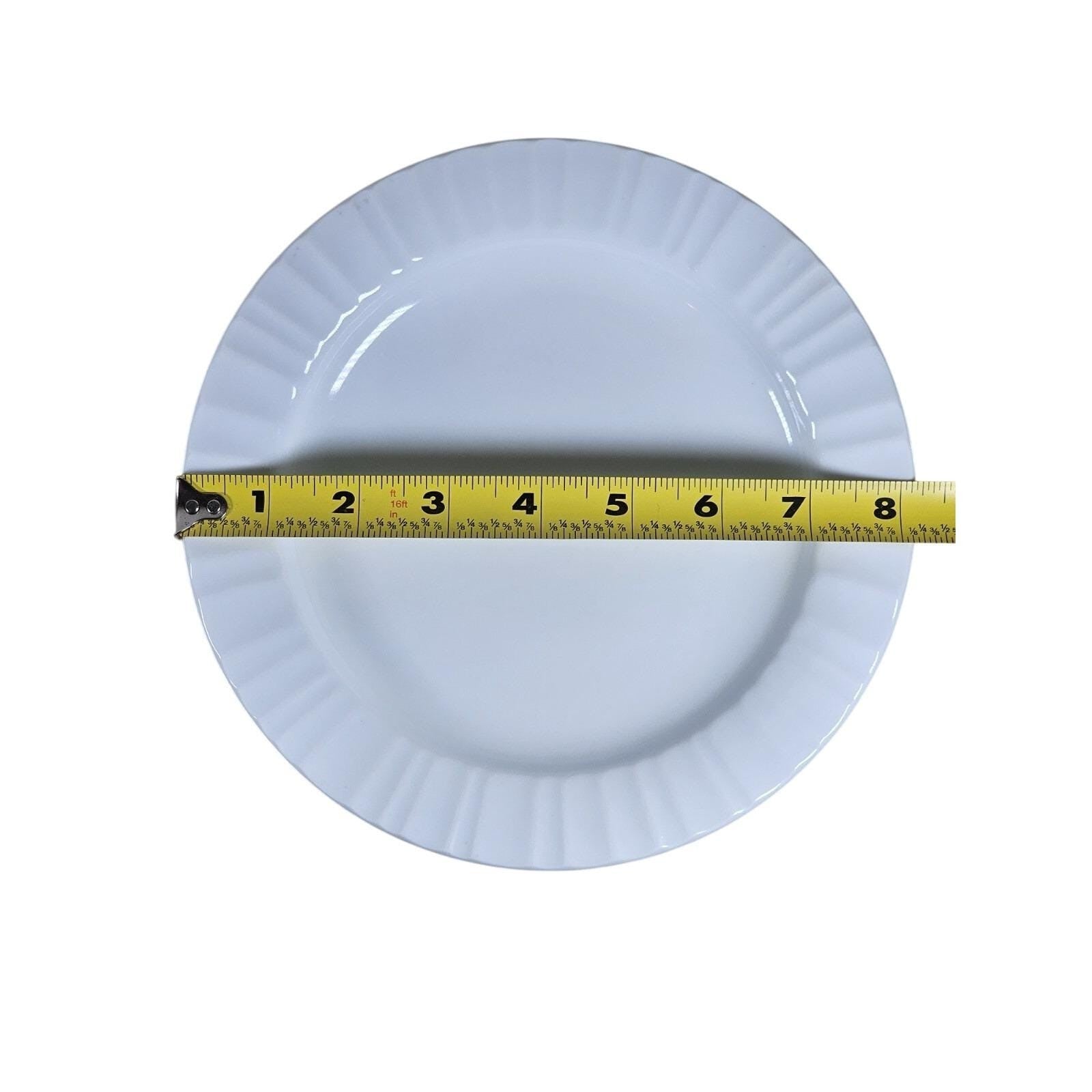 CorningWare French White Ribbed Plates Set of 2 8.25 Inch Salad Plates