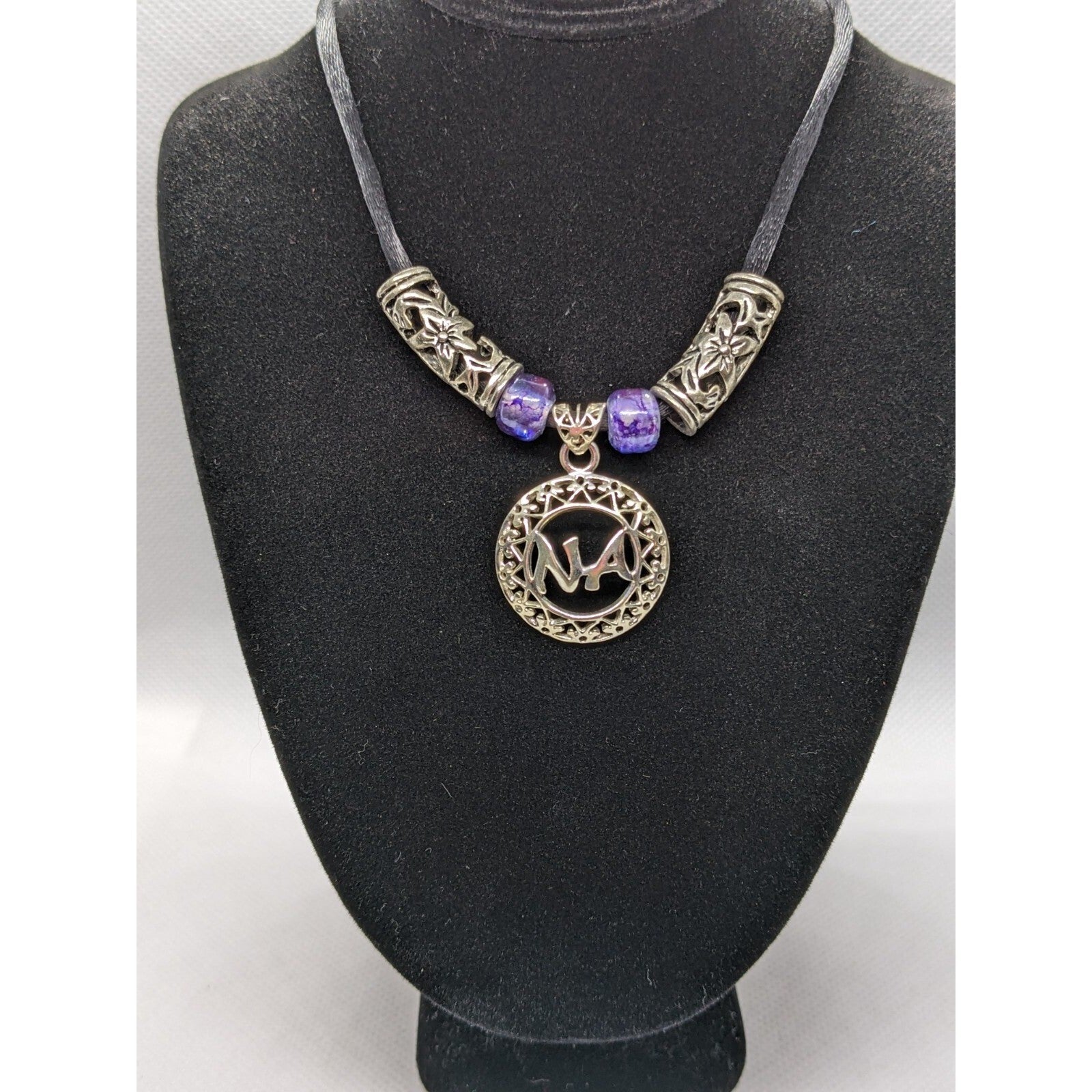 Sterling Silver NA Recovery Pendant Necklace on Cord 16 Inch