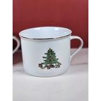 Vintage Tienshan Christmas Tree Mugs Set of 2 Porcelain Holiday Cups