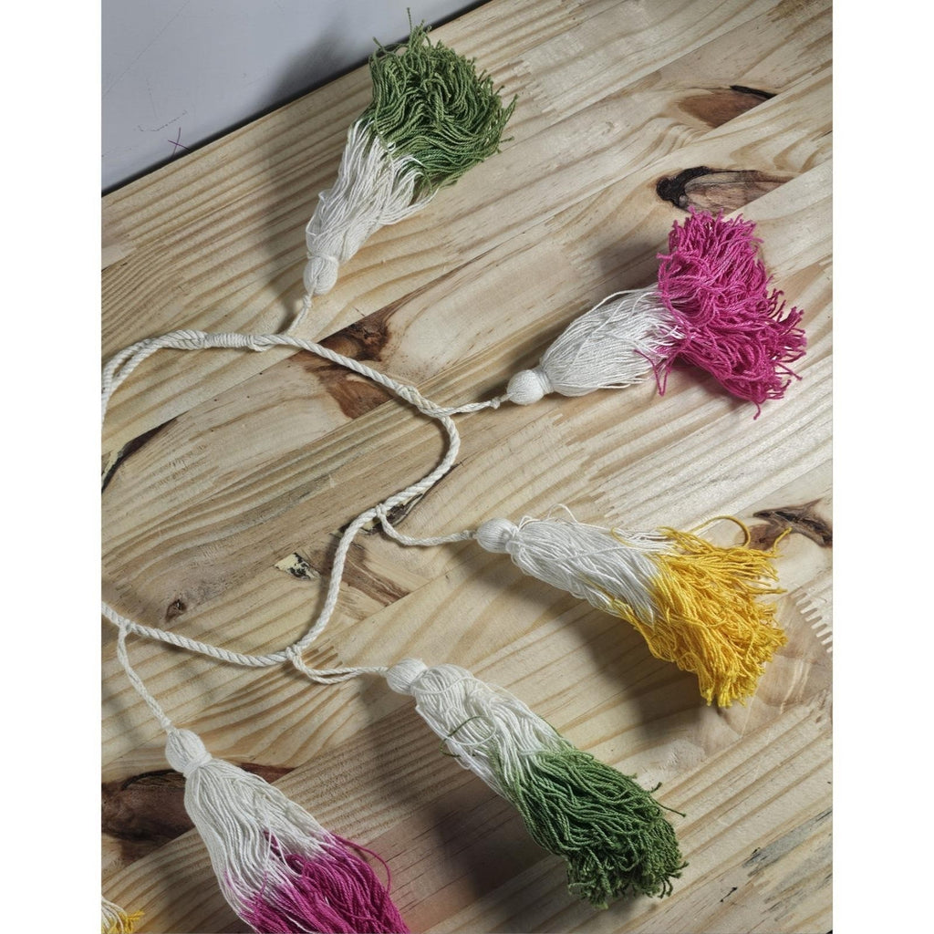 Yarn Tassel Garland Multicolor Decor Yellow Pink Green
