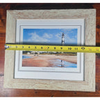 Vintage Framed Coastal Lighthouse Print Signed William Mangum 13.5x12
