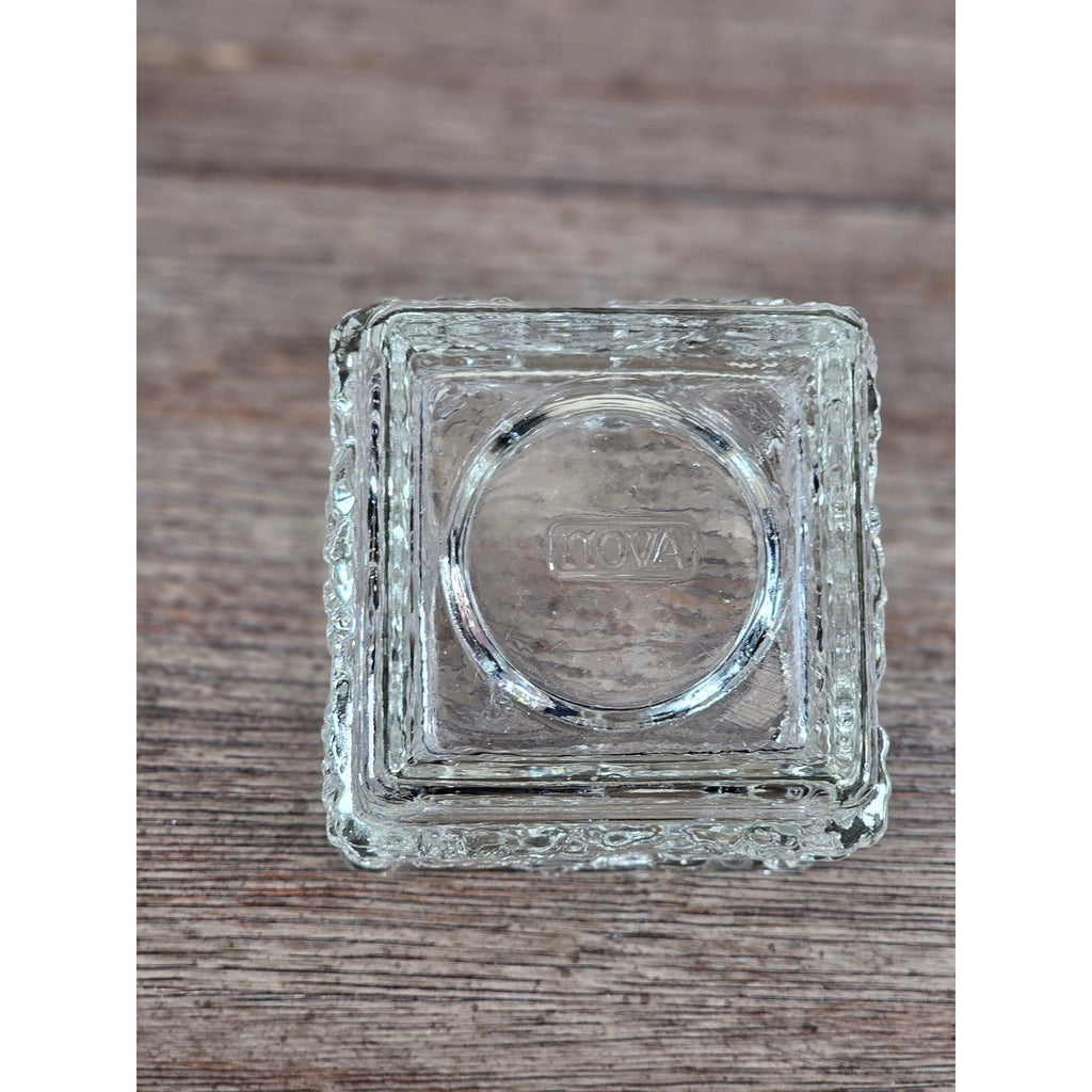 Vintage Avon Clear Pressed Glass Square Votive Candle Holder