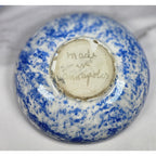 Vintage Blue & White Spongeware Pitcher and Bowl Set Rustic Pottery