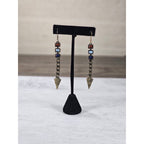 Vintage Arrow Dangle Earrings Red White Blue Boho Drop Jewelry