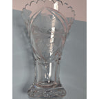 Vintage Cut Crystal Trumpet Vase Starburst Pedestal Vase 7.5 Inch