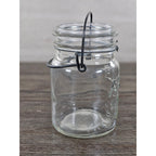 Vintage Atlas E-Z Seal Glass Jar Wire Bail Lid 5x3 Clear Embossed