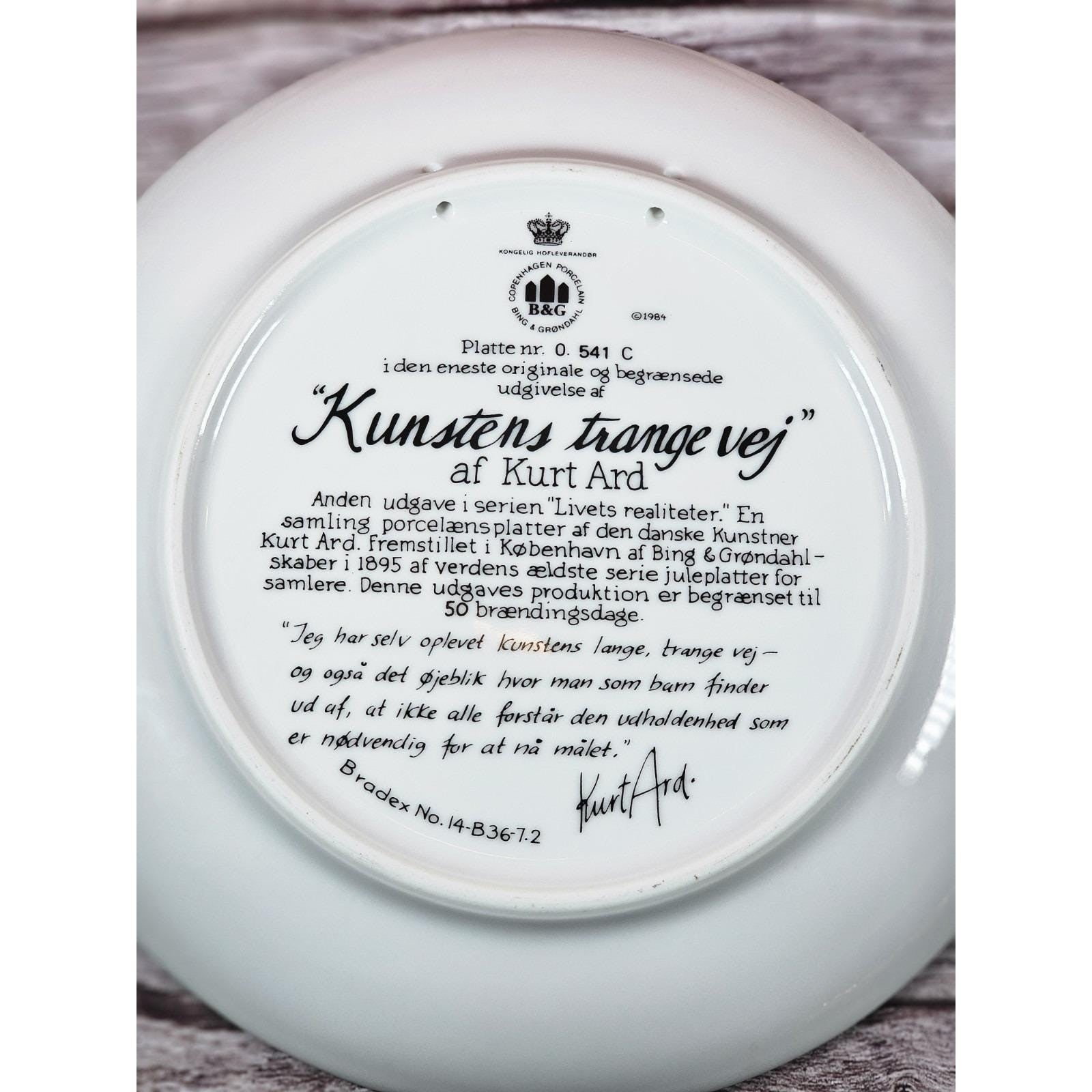 Vintage Kurt Ard Collector Plate by Bing & Grondahl Limited Edition Art Plate