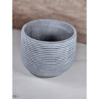 Minimalist Cement Planter with Ribbed Texture Modern Gray Pot