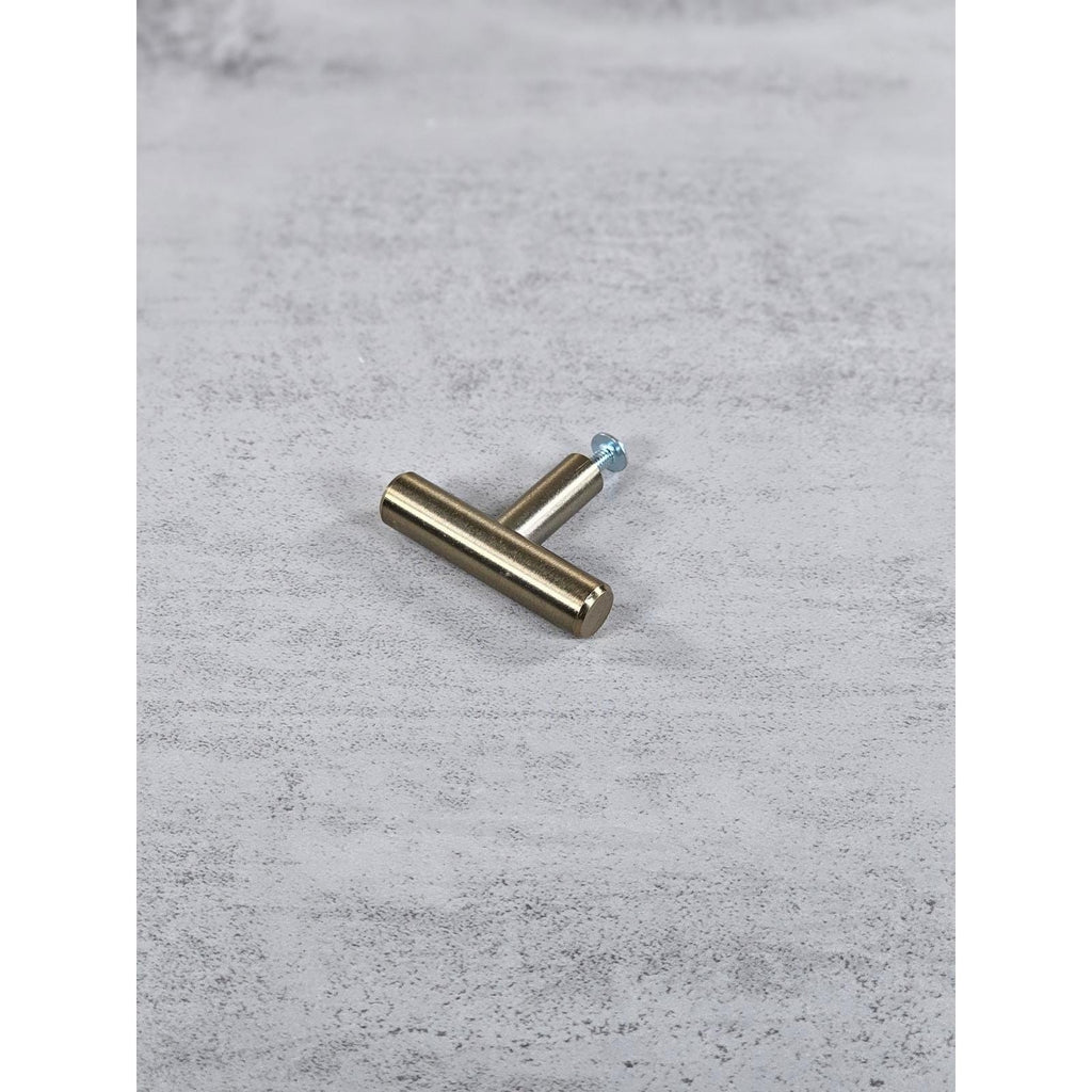 Brushed Brass T Bar Cabinet Knob Modern Drawer Pull Handle