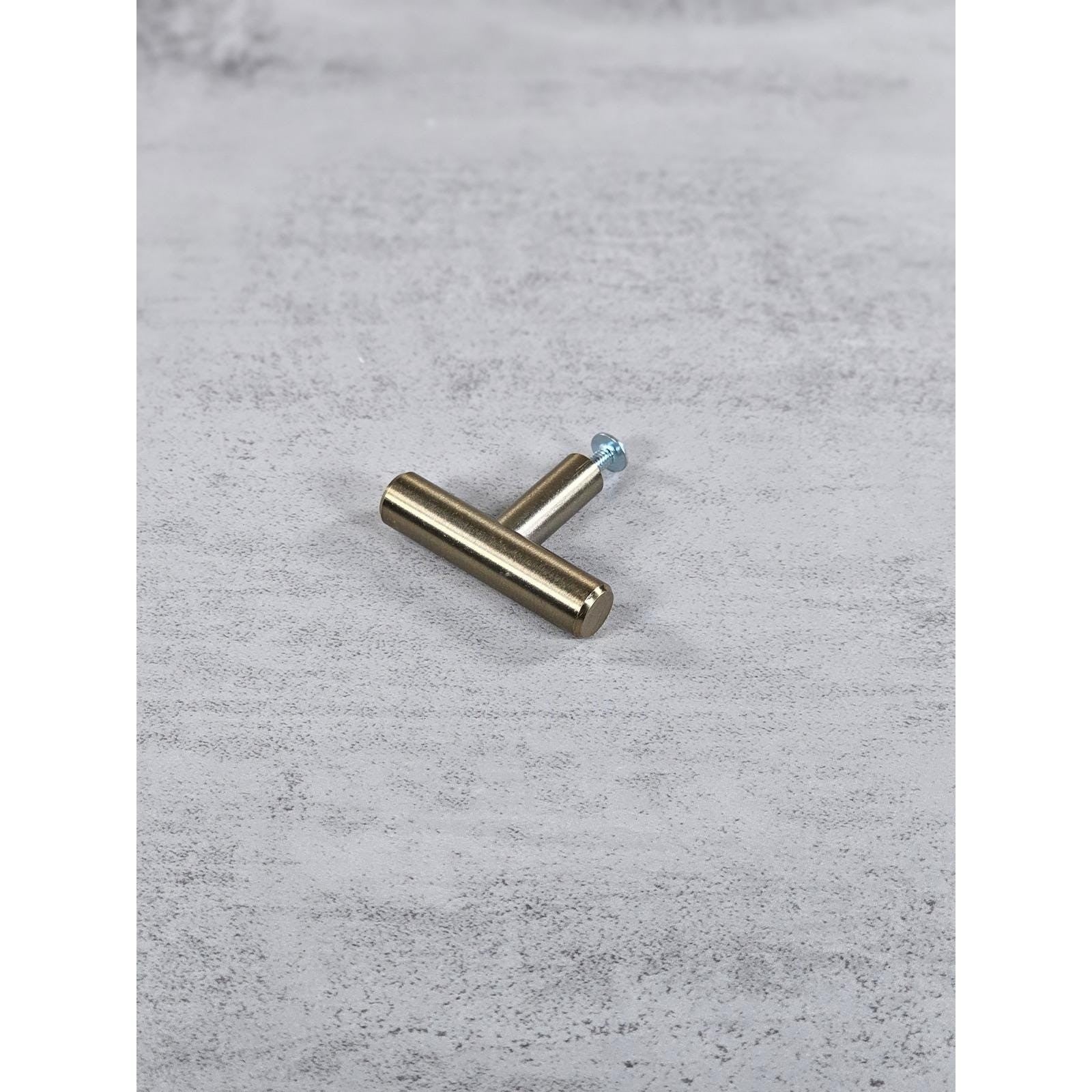 Brushed Brass T Bar Cabinet Knob Modern Drawer Pull Handle