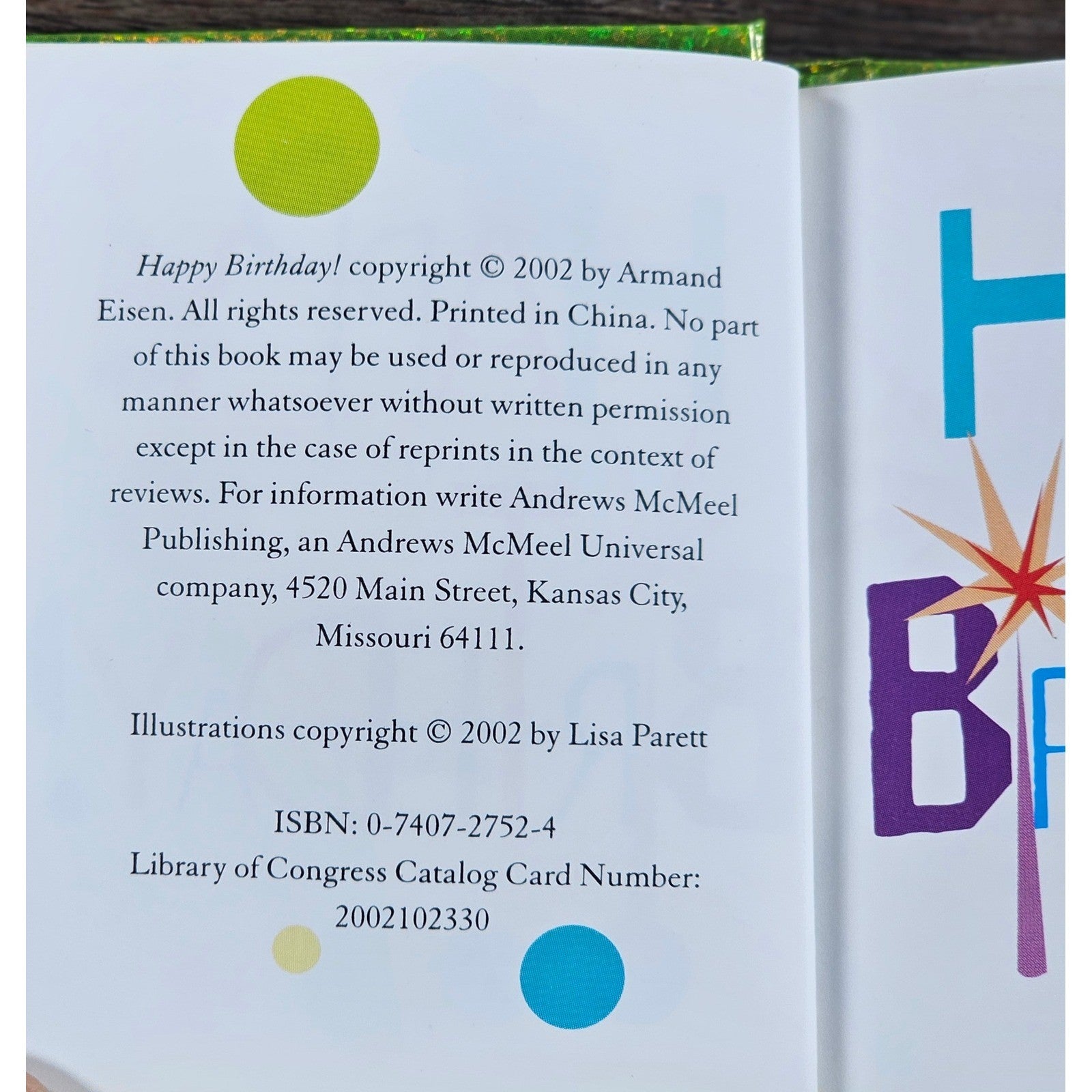 Happy Birthday Mini Gift Book 2002 Armand Eisen 3.5" Square
