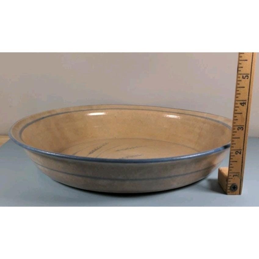 Handcrafted Sea Oats Ceramic Serving Bowl Blue Wheat 11.5"