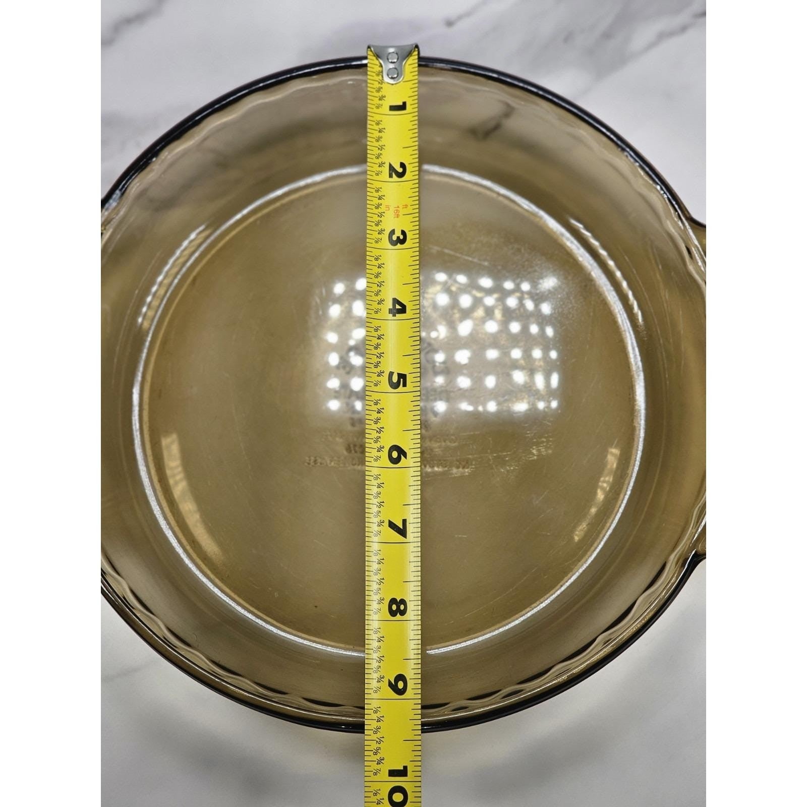 Vintage Amber Glass Deep Dish Pie Plate 9.5 Oven Safe Baking Dish