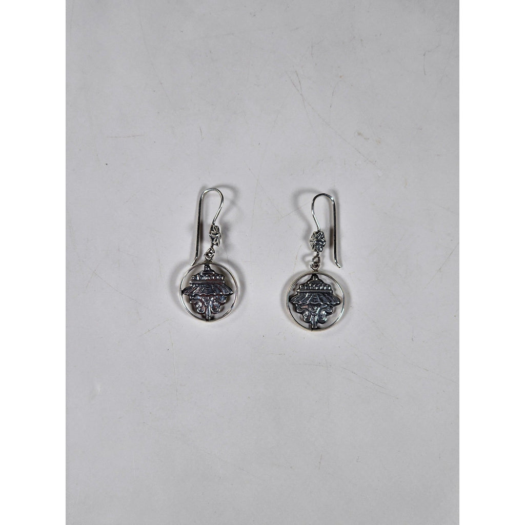 Vintage Sterling Silver Drop Earrings Ornate Dangle Design