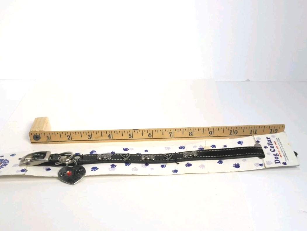 Hermitage Pottery Leather Dog Collar with Heart & Bow for Small Dogs – Vintage D