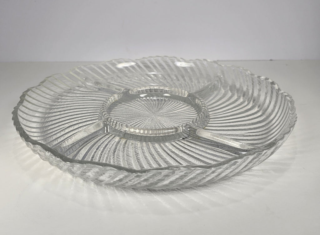 Crystal Clear Studios 11 1/4" Ashford Platter – Swirl Pattern Clear Glass