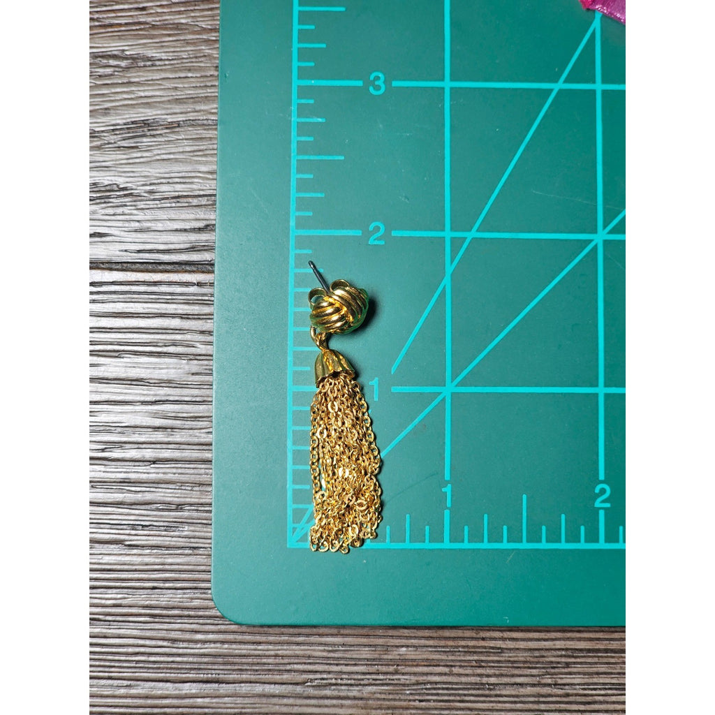 Vintage Gold Tone Tassel Drop Earrings