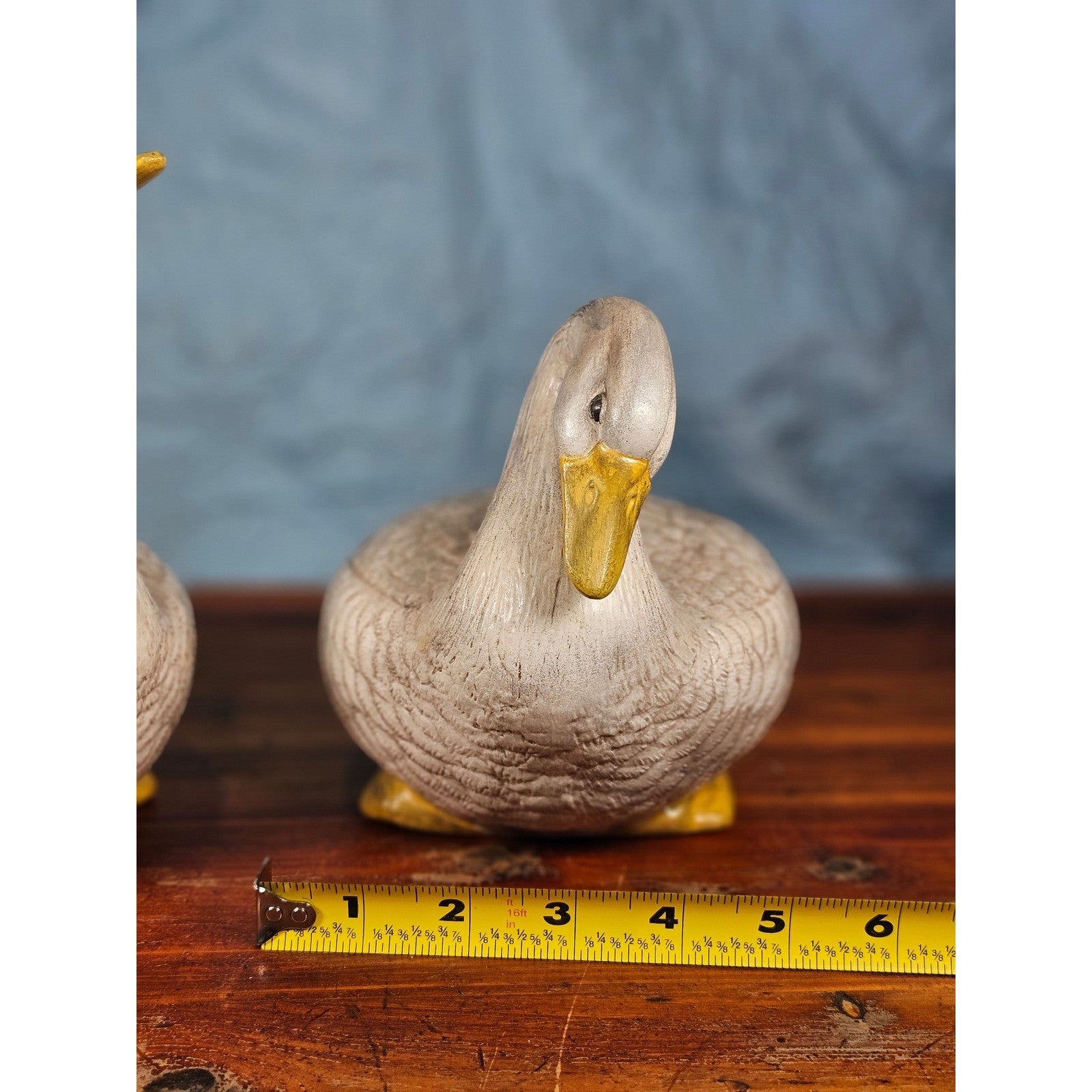 Vintage Pair Ceramic Duck Figurines Mallard Style Farmhouse Decor