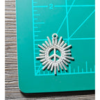 Vintage Peace Sign Sunburst Pendant Silver Tone Charm