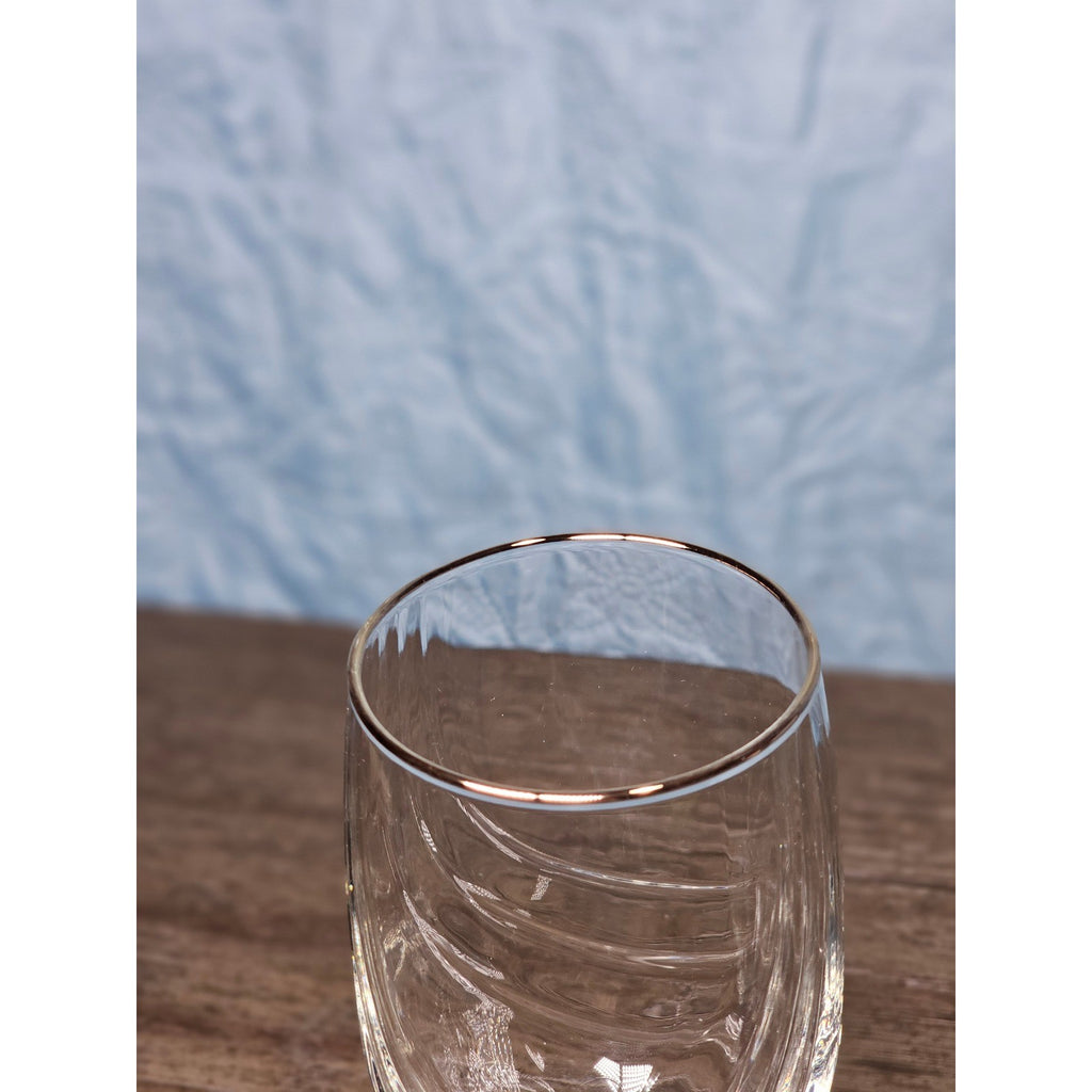 Vintage Blue Stem Wine Glasses Set of 2 Gold Rim Clear Bowl 8 Inch