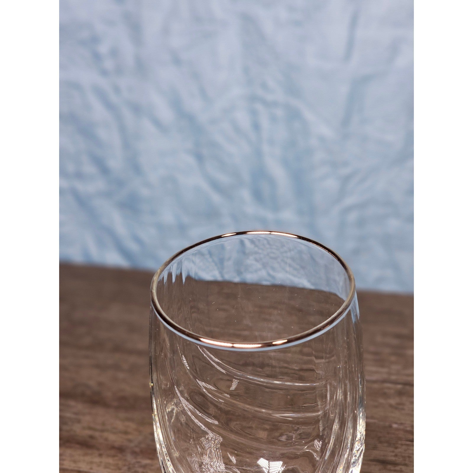 Vintage Blue Stem Wine Glasses Set of 2 Gold Rim Clear Bowl 8 Inch