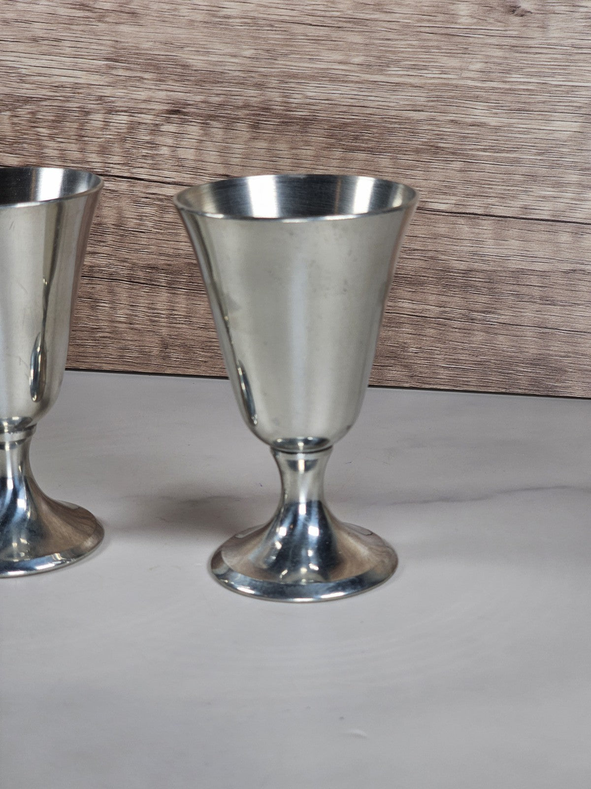 Pair of Vintage Kirk Stieff Pewter P105 Water Goblets Cups 3 7/8" Tall